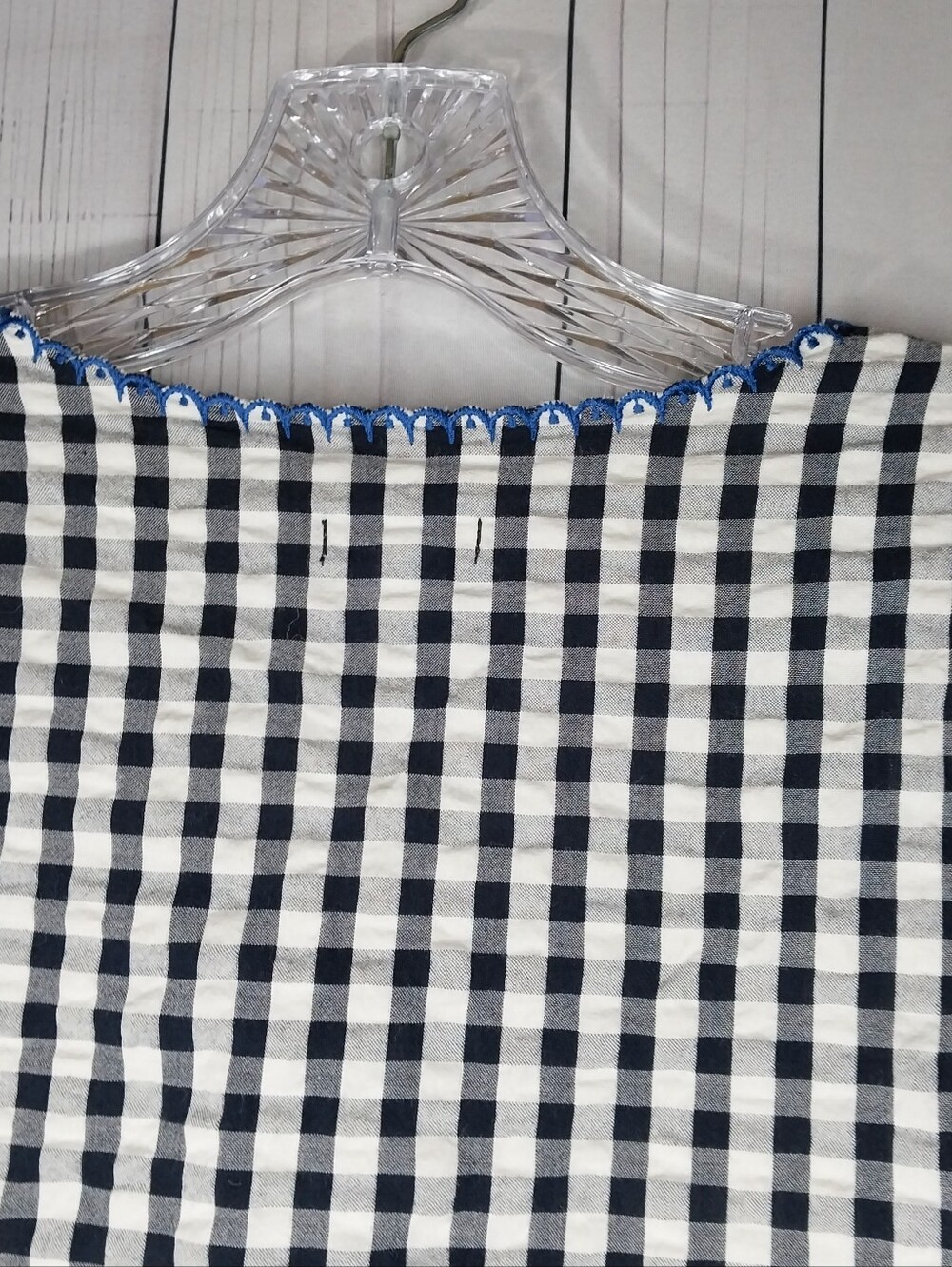 J.Crew Factory Long Sleeve Embroidered Preppy Chic Gingham Relaxed Peasant Top - Picture 9 of 10